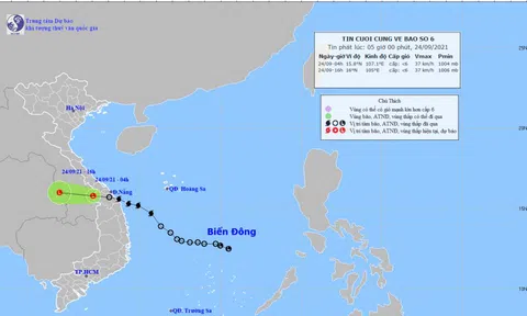 Bão số 6 suy yếu thành một vùng áp thấp
