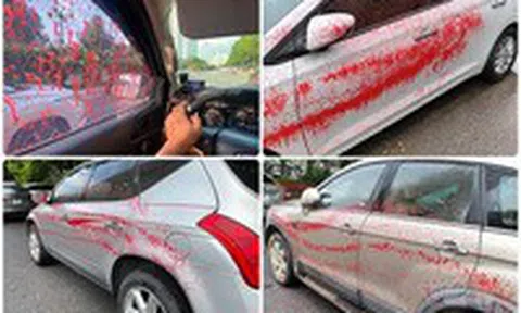 Hàng loạt ô tô bị tạt sơn trong khu đô thị Trung Vănicon