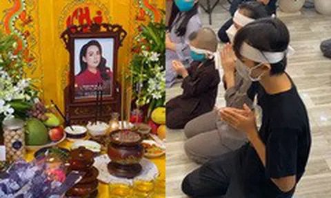 Hồ Văn Cường cùng các em đeo khăn tang cầu siêu cho Phi Nhung