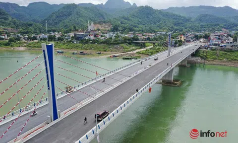 Toàn cảnh cây cầu gần 600 tỷ nối 2 bờ sông Đà vừa thông xe