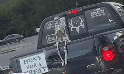 Phì cười với hành động của ma xương Halloween trên chiếc bán tảiicon