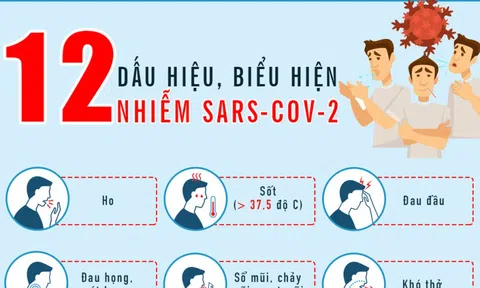 [Infographic] 12 dấu hiệu, biểu hiện nhiễm SARS-CoV-2