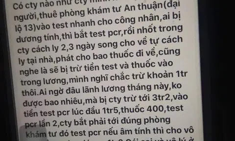 Thông tin mới nhất vụ trừ tiền test Covid-19 ở Bình Dương với giá "cắt cổ"