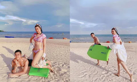 Thúy Ngân diện bikini khoe dáng nóng bỏng bên Jun Phạm