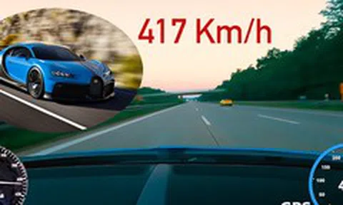Xem siêu xe Bugatti Chiron 'xé gió' 417 km/h trên cao tốc