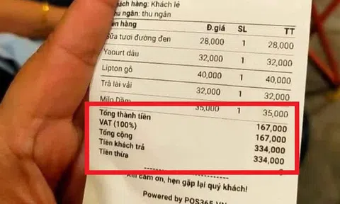 Hóa đơn lạ của quán cà phê ngày Tết với "thuế VAT" lên tới 100%: Chủ quán nói gì?