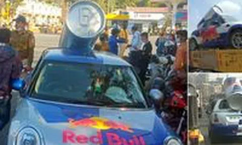 Mini Cooper 'cõng' lon nước khổng lồ bị cảnh sát thu giữicon