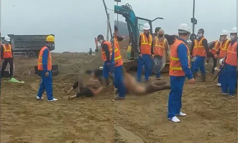 Xôn xao đoạn clip nhiều công nhân kéo lê nhóm phụ nữ chỉ mặc áo ngực ở công trường