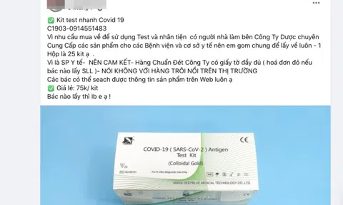 Kit test nhanh Covid-19 rao bán tràn lan trên mạng, Tổng cục QLTT chỉ đạo khẩn