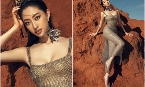 Hoa hậu Lương Thùy Linh khoe dáng nóng bỏng trên đồi cát