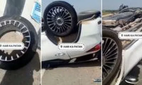 Rùng mình chiếc Toyota Fortuner lật ngửa vì la-zăng rởm, gãy như xe đồ chơiicon