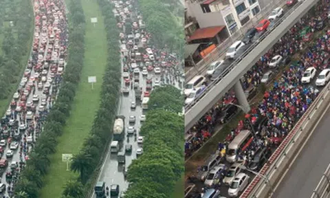 Dân công sở Hà Nội than trời vì tắc đường kinh hoàng trong sáng đầu tuần mưa rét: Đi cả tiếng đồng hồ vẫn chưa đến được công ty!