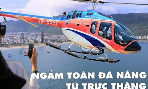 Clip, ảnh: Du khách hào hứng lần đầu trải nghiệm ngắm Đà Nẵng từ trực thăng