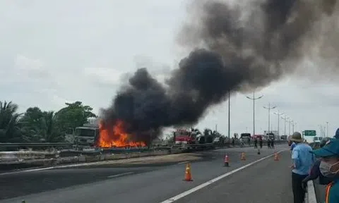 Xác định được thiệt hại vụ xe chở nhớt bốc cháy trên cao tốc TP HCM – Trung Lương