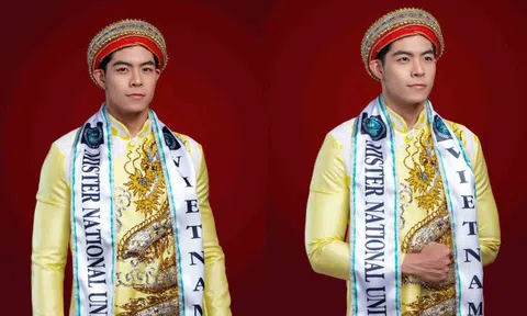 Phi Việt mang áo dài 'Vương triều' đến Mister National Universe 2022