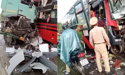 Xe khách đối đầu xe đầu kéo khiến 2 người chết, 6 người bị thương