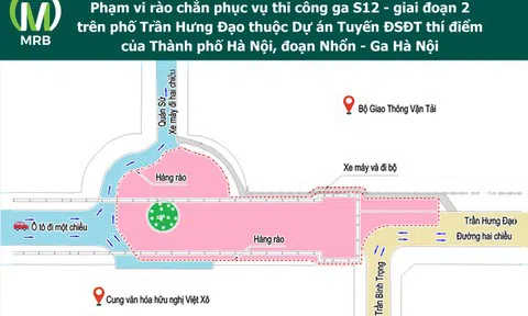Phân luồng giao thông để thi công ga ngầm S12 Nhổn - ga Hà Nội