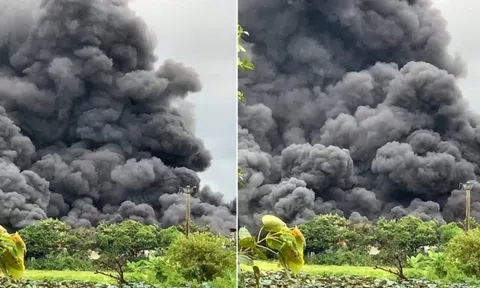 Cháy ngùn ngụt tại cơ sở chăn ga gối đệm ở Hà Nội