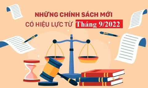 Những chính sách mới nổi bật có hiệu lực từ tháng 9/2022