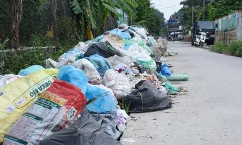 Rác thải bốc mùi hôi thối, tràn ra lòng đường nông thôn mới ở Hải Phòng
