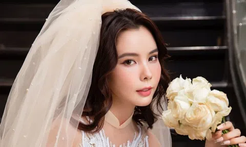 Hoa hậu Huỳnh Vy khoe sắc trong áo dài cưới