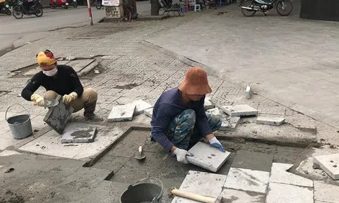 Nhiều quận, huyện Hà Nội dừng lát vỉa hè bằng đá tự nhiên