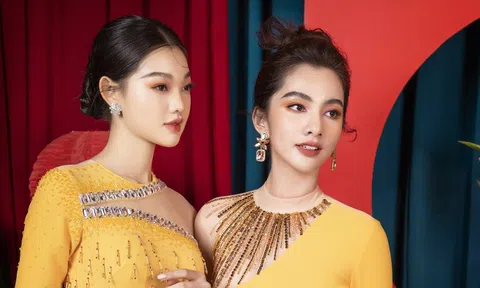 Bé Quyên và Cẩm Đan thướt tha với áo dài