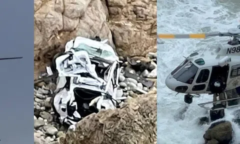 Một gia đình 4 người sống sót kỳ diệu khi xe Tesla lao xuống vách núi ở độ cao hơn 70m