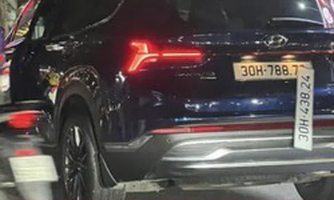 Công an Hà Nội xác minh ô tô Santa Fe đeo 2 biển số