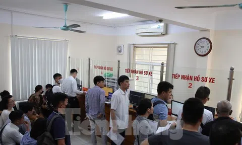 Người dân xếp hàng sang tên ô tô trước ngày bắt đầu định danh biển số