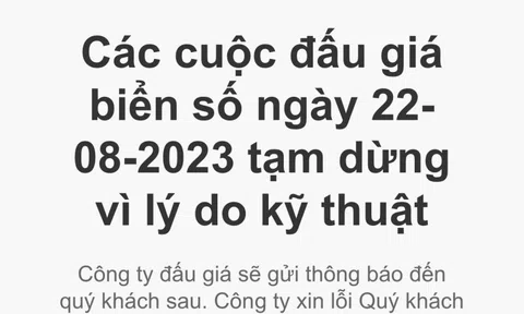 Trang web đấu giá biển số xe thông báo tạm dừng do lỗi kỹ thuật