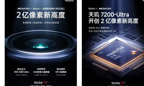 Redmi Note 13 Pro+ được trang bị chip Dimension 7200 được tăng cường và camera 200MP
