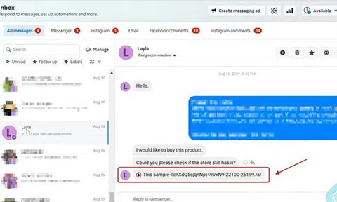 Hacker phát tán công cụ đánh cắp tài khoản qua Facebook Messenger