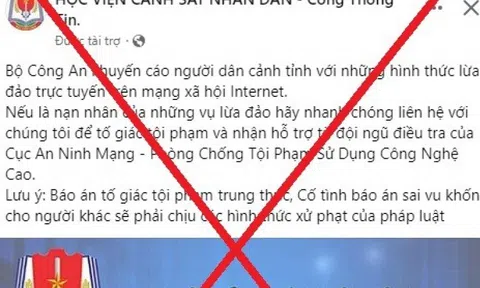 Cảnh báo giả mạo facebook Học viện Cảnh sát nhân dân hỗ trợ lấy lại tiền lừa đảo