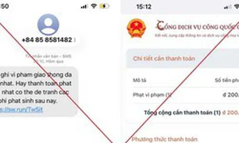 Giả danh cơ quan Công an gửi tin nhắn “phạt nguội” kèm đường link giả mạo