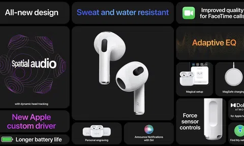 Apple công bố AirPods 3: AirPods Pro phiên bản earbuds, giá 179 USD